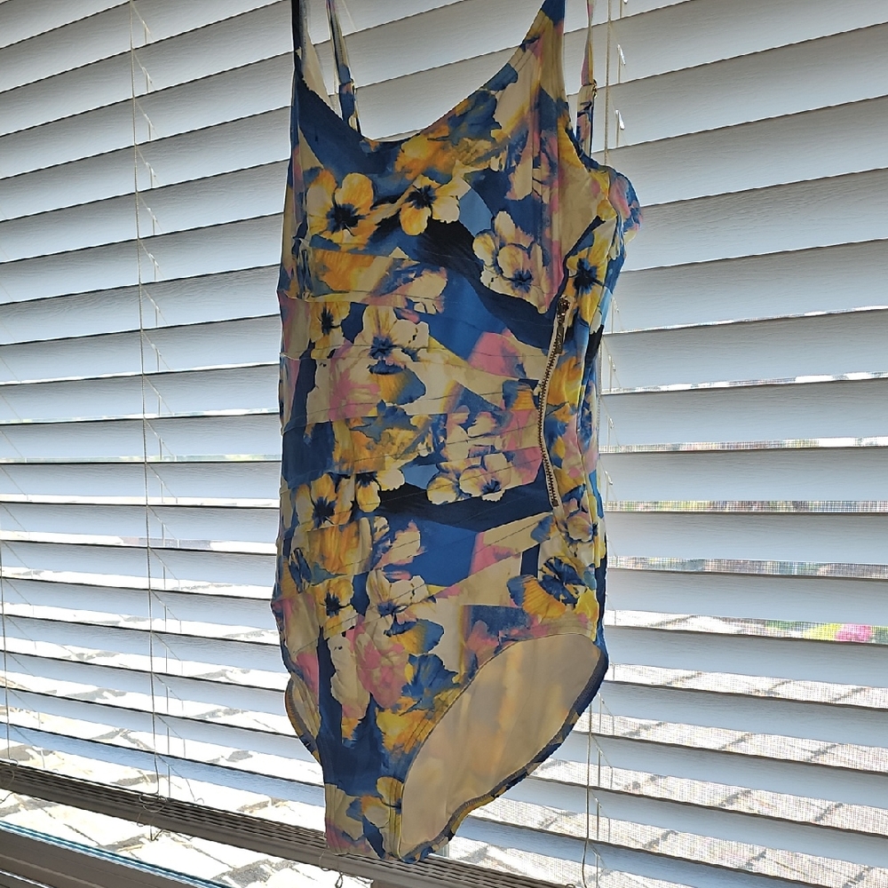 Calvin Klein Blue and Yellow One Piece Swimsuit